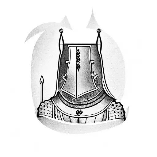 A medieval knight playing poker with a forest background tattoo design idea