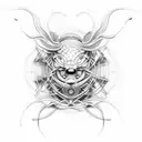 An abstract representation of wire art tattoo design idea