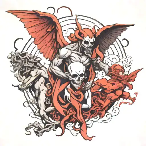 demons attacking mind body soul while the angels looked the other way  tattoo design idea