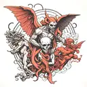 demons attacking mind body soul while the angels looked the other way  tattoo design idea