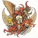 demons attacking mind body soul while the angels looked the other way  tattoo design idea