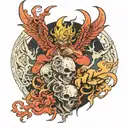 demons attacking mind body soul while the angels looked the other way  tattoo design idea