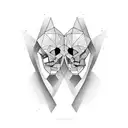 Sharp sculpture with two faces and long arms tattoo design idea