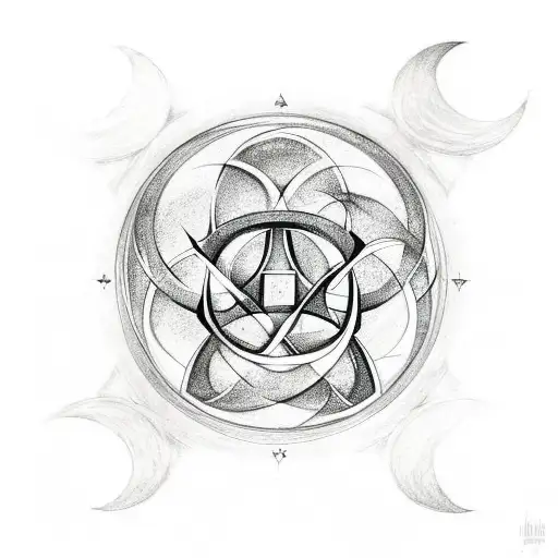 triquetra lunar phases tattoo design idea