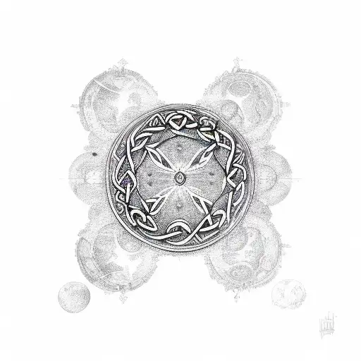 celtic design, multiple lunar phases tattoo design idea