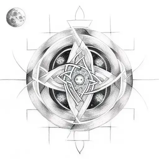 small tattoo, lunar phases hidden in intricate celtic knot tattoo design idea