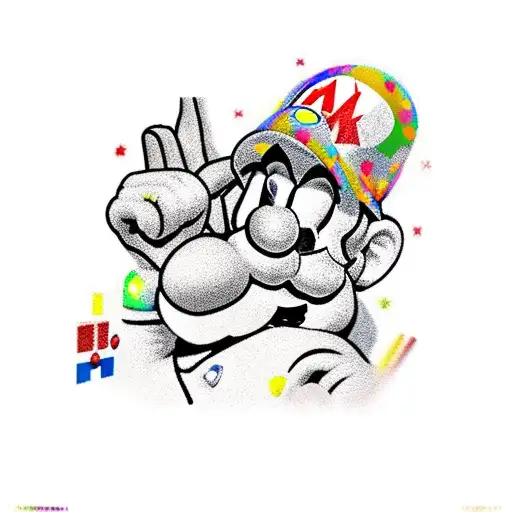mario bross a color fumando marihuana tattoo design idea
