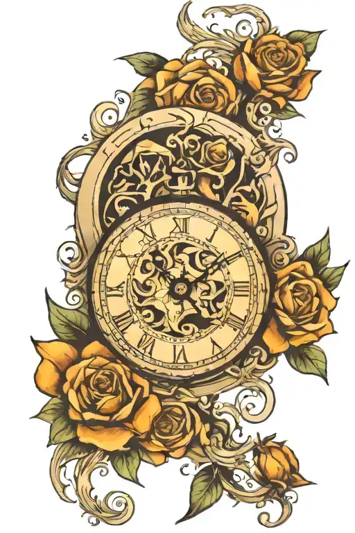 clock face with birth times   tattoo design idea