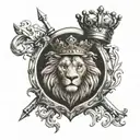 athletic club shield with a lion with a crown tattoo design idea