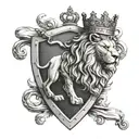 athletic club shield with a lion with a crown tattoo design idea