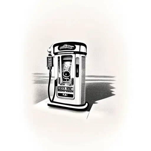 old timey Gas Pump where it says 7.77 for gas and the number 76 on the top of it  tattoo design idea
