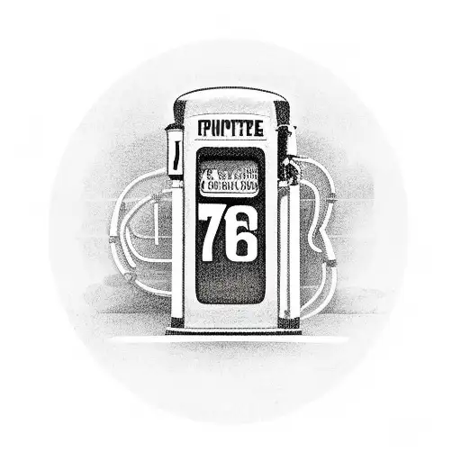 old timey Gas Pump where it says 7.77 for gas and the number 76 on the top of it and the text fire me up on the pump tattoo design idea