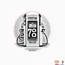 old timey Gas Pump where it says $7.77 for gas and the number 76 on the top of it and the text fire me up on the pump tattoo design idea