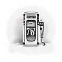 old timey Gas Pump where it says $7.77 for gas and the number 76 on the top of it and the text fire me up on the pump tattoo design idea