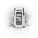 old timey Gas Pump where it says 7.77 for gas and the number 76 on the top of it and the text fire me up on the pump tattoo design idea