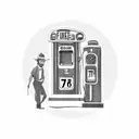 old timey Gas Pump where it says 7.77 for gas and the number 76 on the top of it and the text fire me up on the pump tattoo design idea