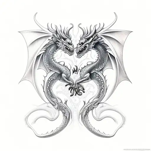 Dragon Gemini tattoo design idea