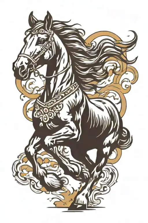 Clydesdale horse galloping tattoo design idea