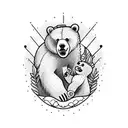 bear with a cub in forest tattoo design idea