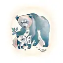 bear with a cub in forest tattoo design idea