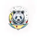 bear with a cub in forest tattoo design idea