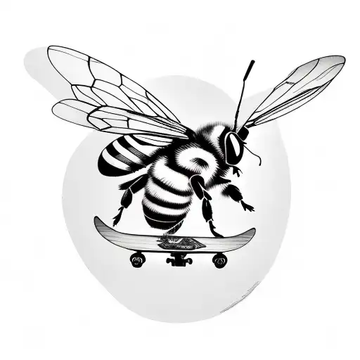 bumblebee riding a skateboard tattoo design idea