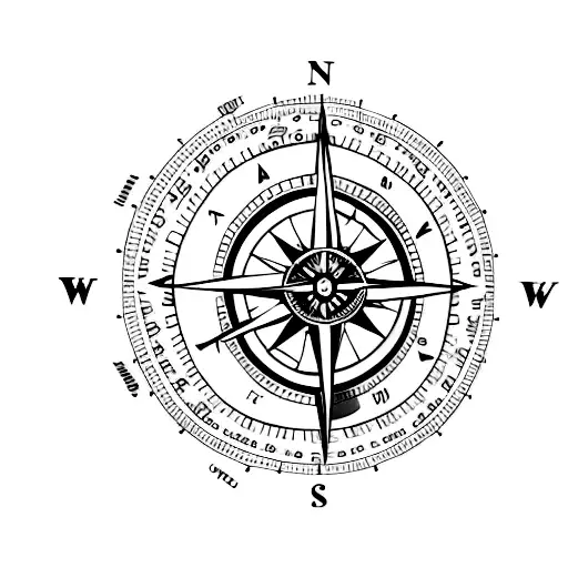 A minimalist tattoo of a compass with the coordinates of a special place you discovered while exploring tattoo design idea