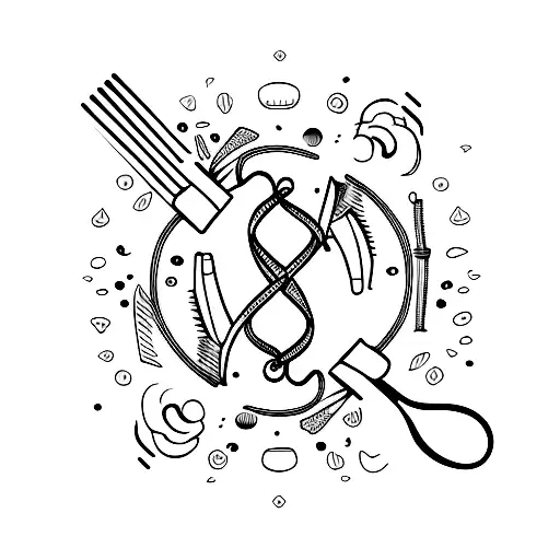 A minimalist tattoo of a mixing spoon and a whisk crossed over each other, representing your passion for cooking and baking tattoo design idea