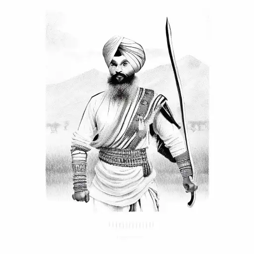 punajb with farms and sikh warrior  tattoo design idea