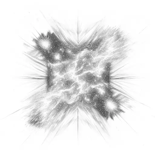 electric fire reaching galaxy  tattoo design idea