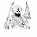 punajb with farms and sikh warrior  tattoo design idea