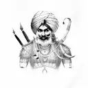 punajb with farms and sikh warrior  tattoo design idea
