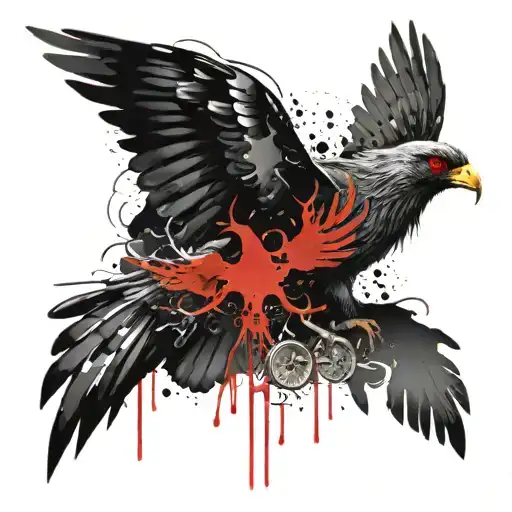 Blood Bird Phoenix Cross light tattoo design idea