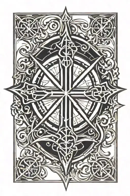 Yankees logo, sun, christian cross tattoo design idea