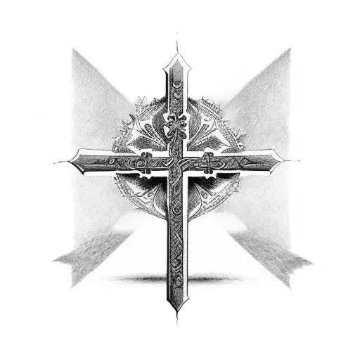 God first with cross on bottom tattoo design idea