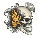 kalevala styled skull with flames tattoo design idea