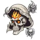 kalevala styled skull with flames tattoo design idea