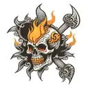 kalevala styled skull with flames tattoo design idea