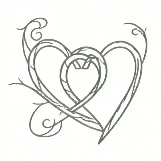 Two drawn hearts with an anniversary date of may 15th in roman numerals below  tattoo design idea