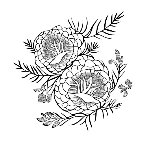 A tattoo of a branch with blooming flowers, incorporating elements of biology tattoo design idea