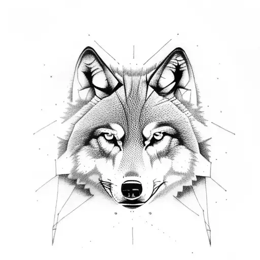 wolves and full moon tattoo design idea