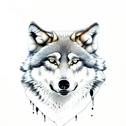 wolves and full moon tattoo design idea