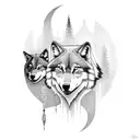 wolves and full moon tattoo design idea