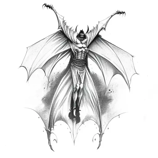 undead dracula fighting bat wings gothic tattoo design idea