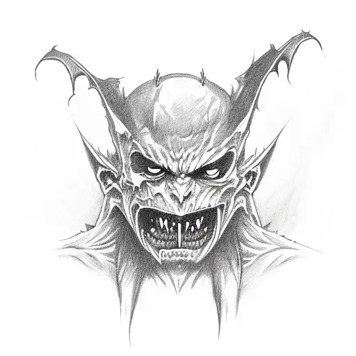 undead dracula fighting bat tattoo design idea