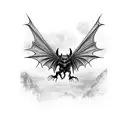 undead dracula fighting bat wings gothic tattoo design idea
