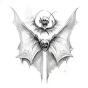 undead dracula fighting bat wings gothic tattoo design idea