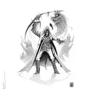 undead dracula fighting tattoo design idea