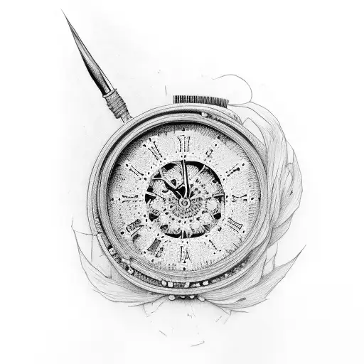 reaper looking at broken clock tattoo design idea