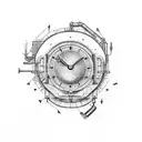 broken clock, mechanics, electronics tattoo design idea